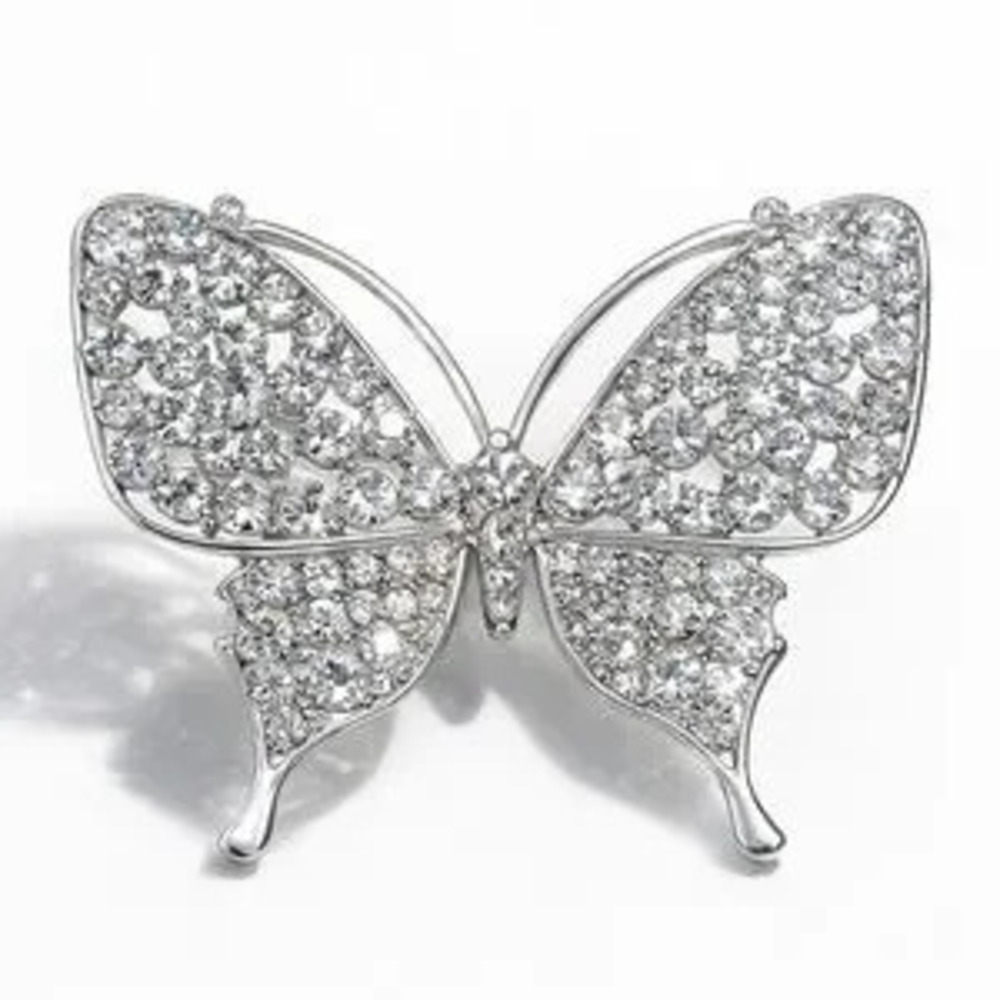 Elegant Silver Butterfly Brooch
